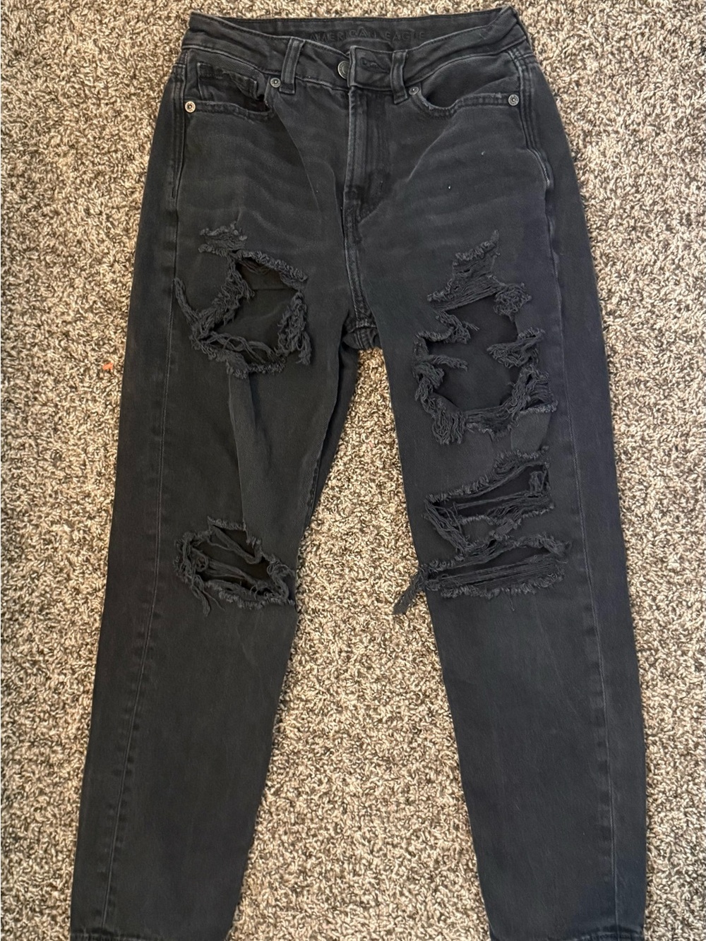 American Eagle Outfitters Black Slim Straight Ripped Jeans